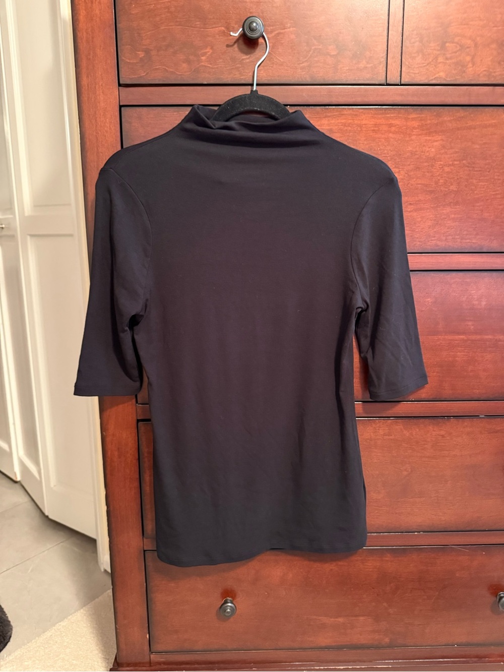 White House Black Market Black Mock Neck Short Sleeve Top